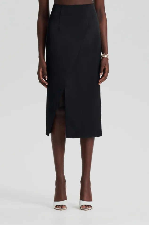 Skirts Women Scanlan Theodore SATIN WRAP SKIRT BLACK Skirts Women Scanlan Theodore SATIN WRAP SKIRT BLACK