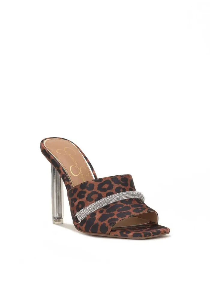 Slides and Mules Shoes Jessica Simpson Piaria High Heel Sandal In Safari Leopard