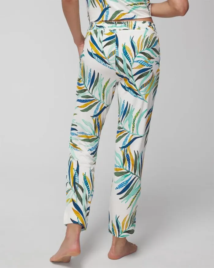 Soma Cool Nights Ankle Pants Pacifico Palms Ivory Women Matching Sets and Separates