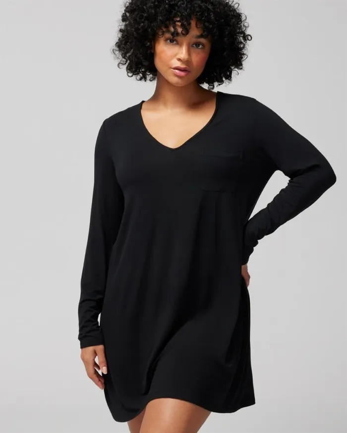 Soma Cool Nights LongSleeve Sleepshirt Nightfall Navy Women Sleepshirts