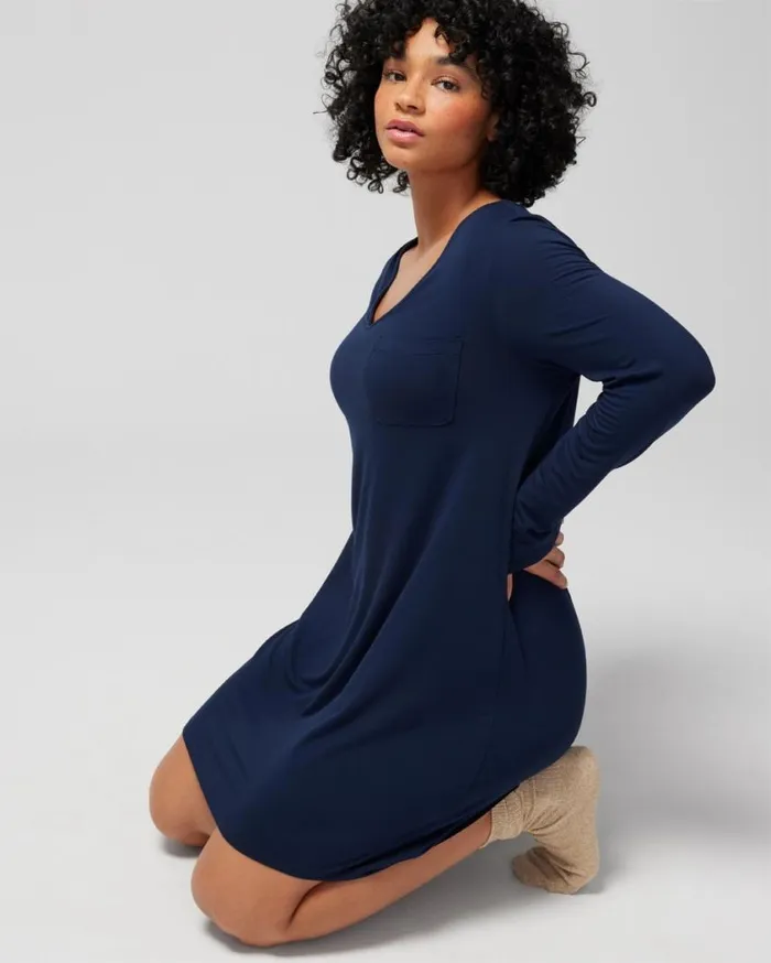 Soma Cool Nights LongSleeve Sleepshirt Nightfall Navy Women Sleepshirts