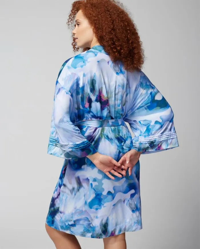 Soma Cool Nights Short Robe Floral Daydream Blue Women Matching Sets and Separates