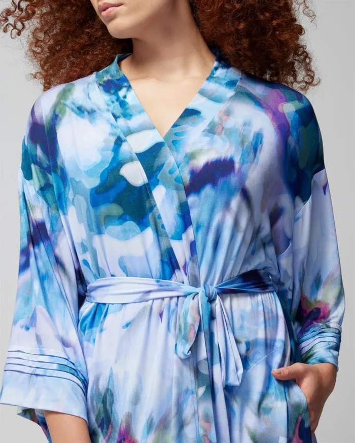 Soma Cool Nights Short Robe Floral Daydream Blue Women Matching Sets and Separates
