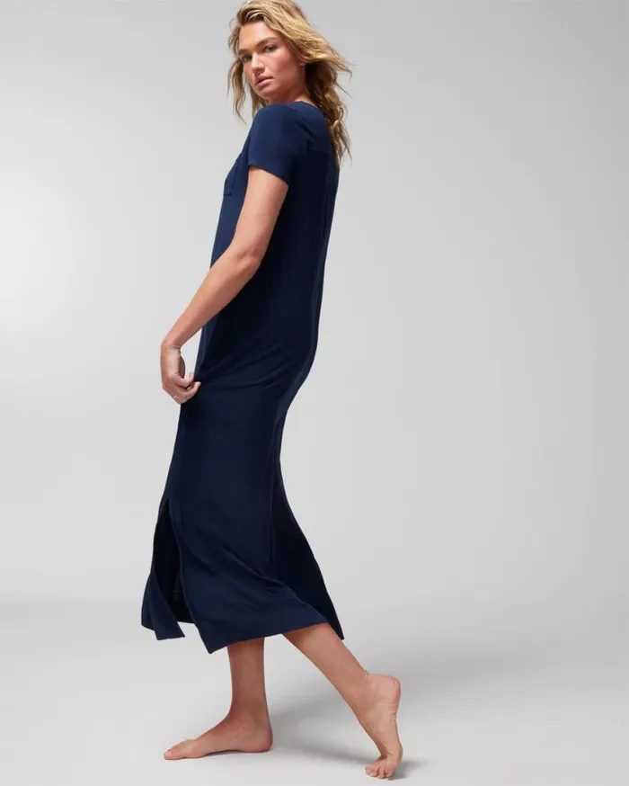 Soma Cool Nights ShortSleeve Long Sleepshirt Nightfall Navy Women Sleepshirts