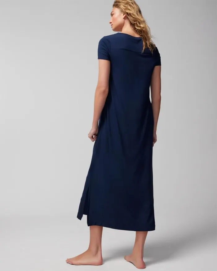 Soma Cool Nights ShortSleeve Long Sleepshirt Nightfall Navy Women Sleepshirts