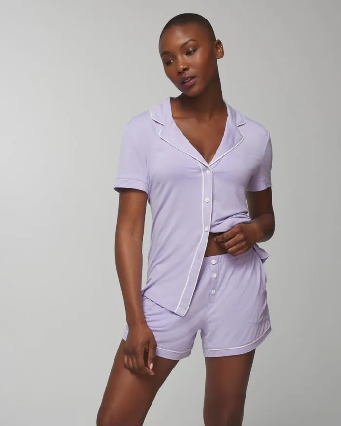 Soma Cool Nights Solid Piped Pajama Shorts Blush Pink Women Matching Sets and Separates Soma Cool Nights Solid Piped Pajama Shorts Blush Pink Women Matching Sets and Separates