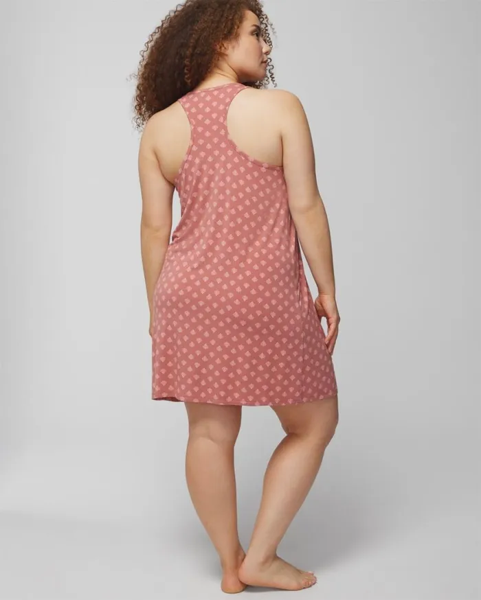 Soma Cool Nights Tank Sleepshirt Paisley Floral Meta Mauve Women Sleepshirts