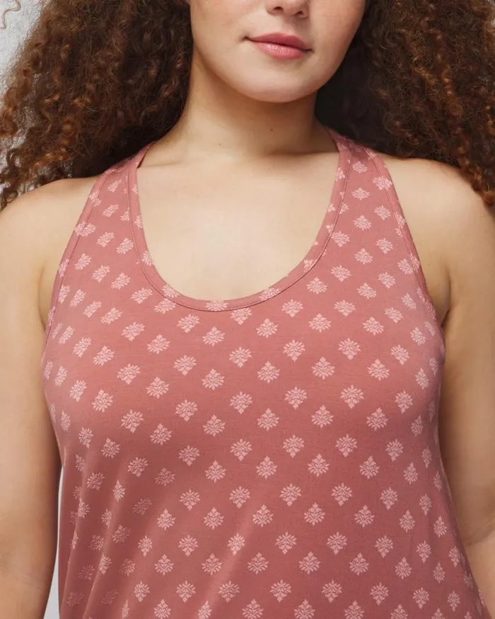 Soma Cool Nights Tank Sleepshirt Paisley Floral Meta Mauve Women Sleepshirts