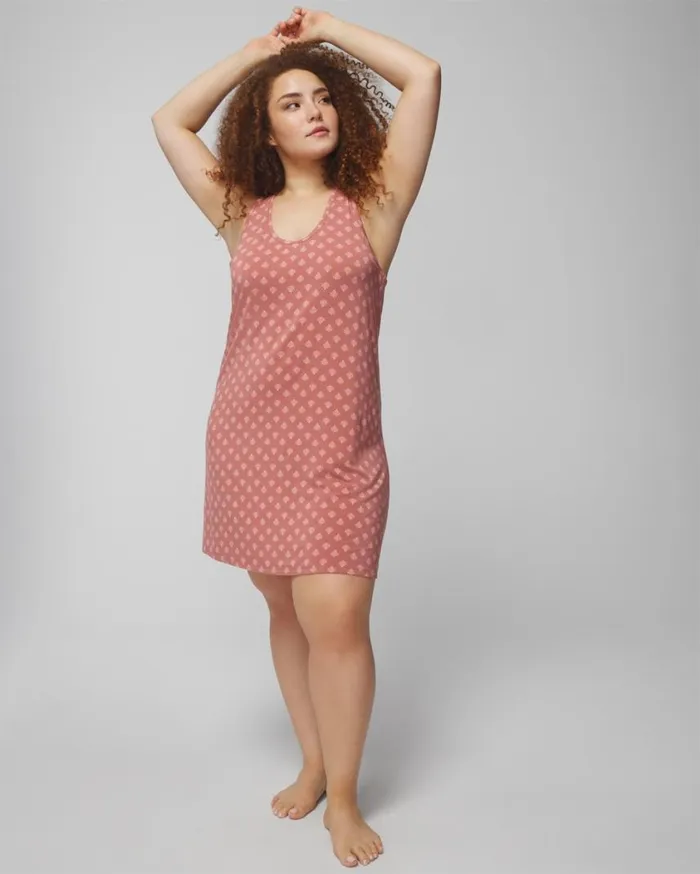 Soma Cool Nights Tank Sleepshirt Paisley Floral Meta Mauve Women Sleepshirts