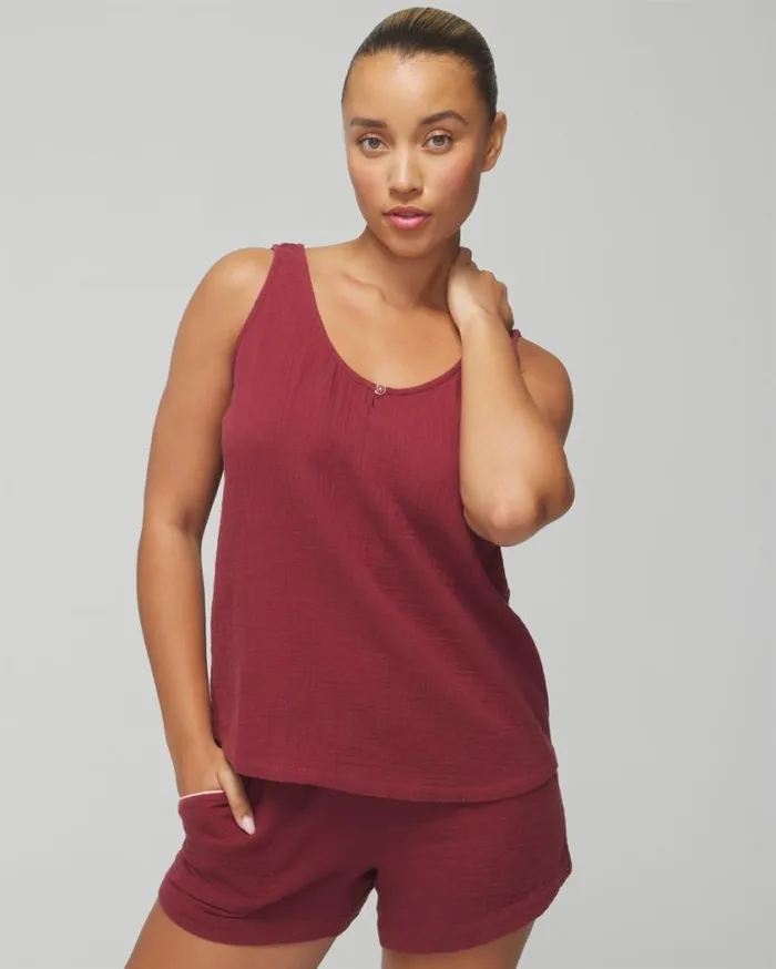 Soma Cotton Gauze Tank Vermillion Women Matching Sets and Separates