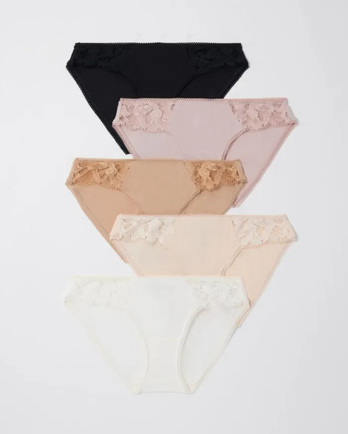 Soma Embraceable Signature Lace Bikini 5 Pack Spotted Mini Multi Pack Women Panties