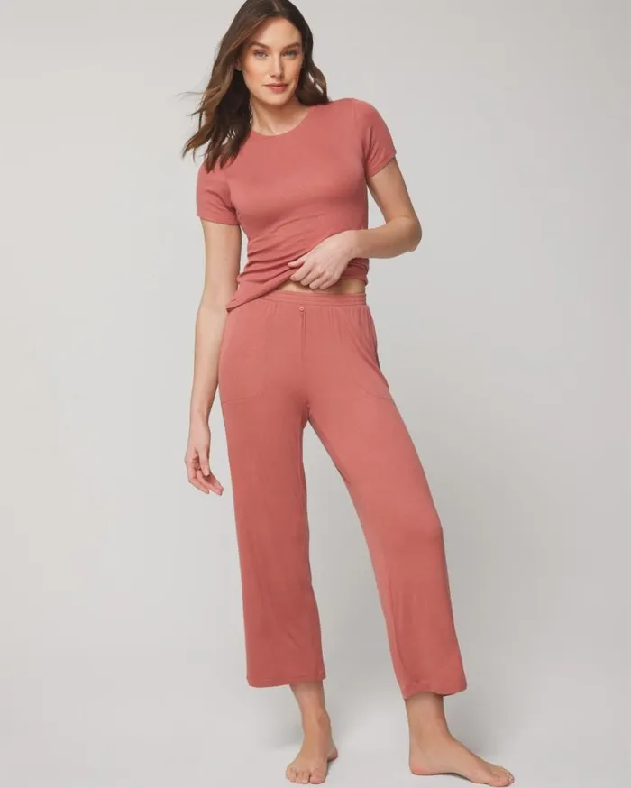 Soma Lightweight Rib Knit Cropped Pants Heather Opal Gray Women Matching Sets and Separates Soma Lightweight Rib Knit Cropped Pants Heather Opal Gray Women Matching Sets and Separates