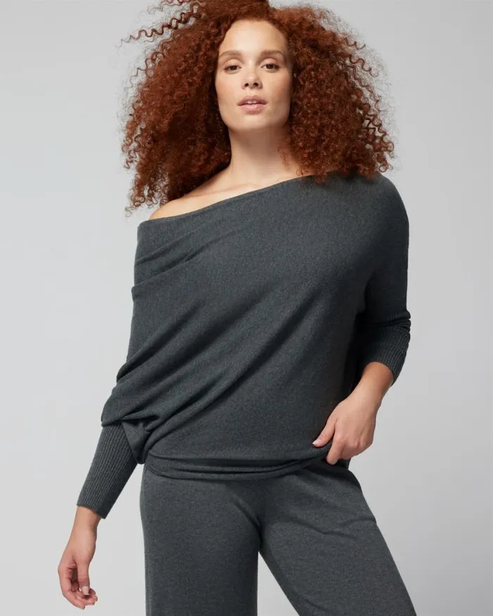 Soma Luxe Soft OffTheShoulder Sweater Heather Quartz Women Sweaters and Jackets