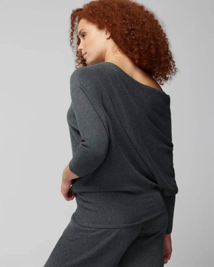 Soma Luxe Soft OffTheShoulder Sweater Heather Quartz Women Sweaters and Jackets