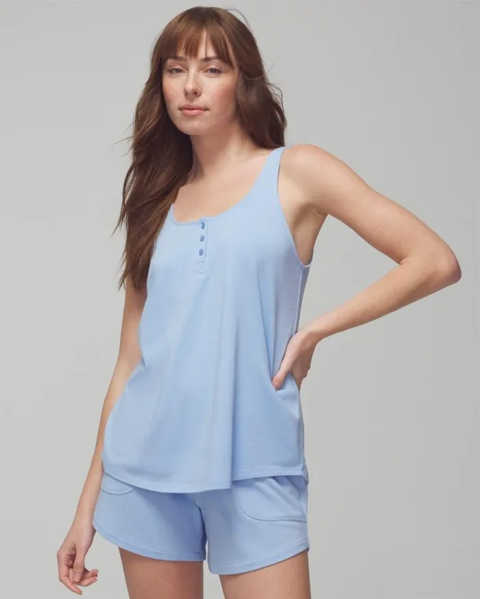 Soma Most Loved Cotton Henley Tank Heather Agate Women Matching Sets and Separates