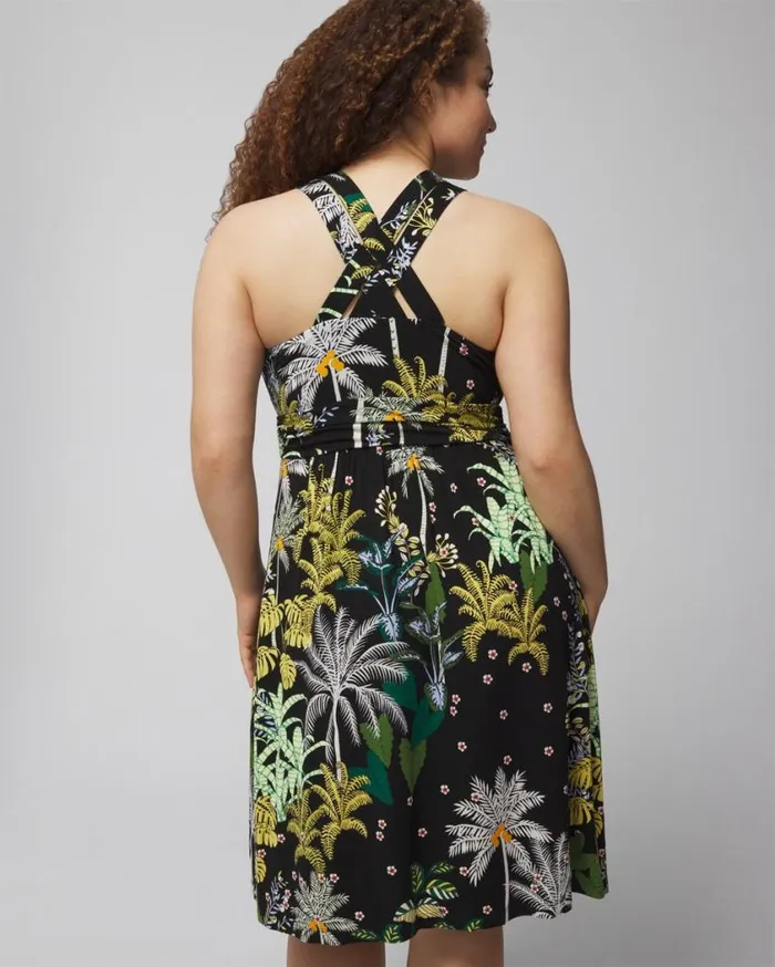 Soma Soft Jersey Cross Back Strap Bra Dress Oasis Palms G Blackws Women Short Dresses