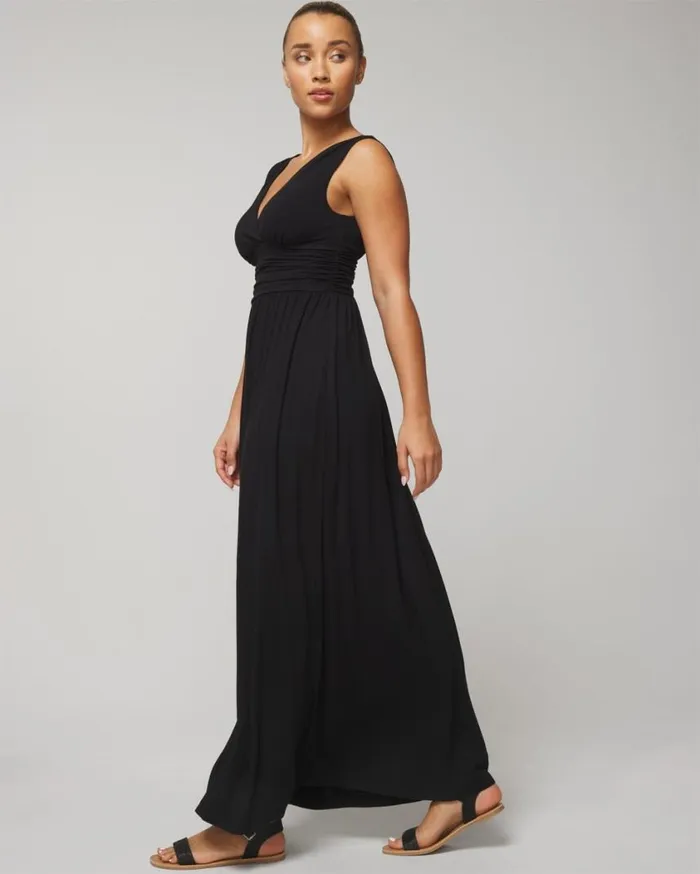 Soma Soft Jersey Maxi Bra Dress Black Women Long Dresses