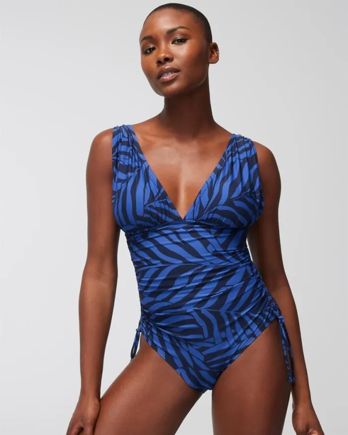 Soma Soma Swim VNeck OnePiece Unbeleafable True Blue Women Swim