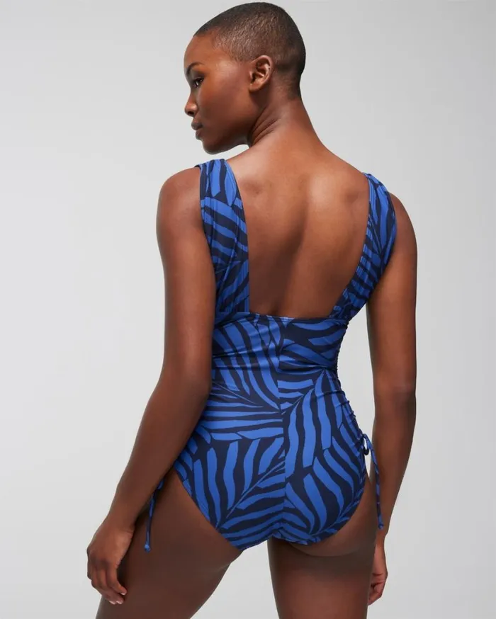 Soma Soma Swim VNeck OnePiece Unbeleafable True Blue Women Swim