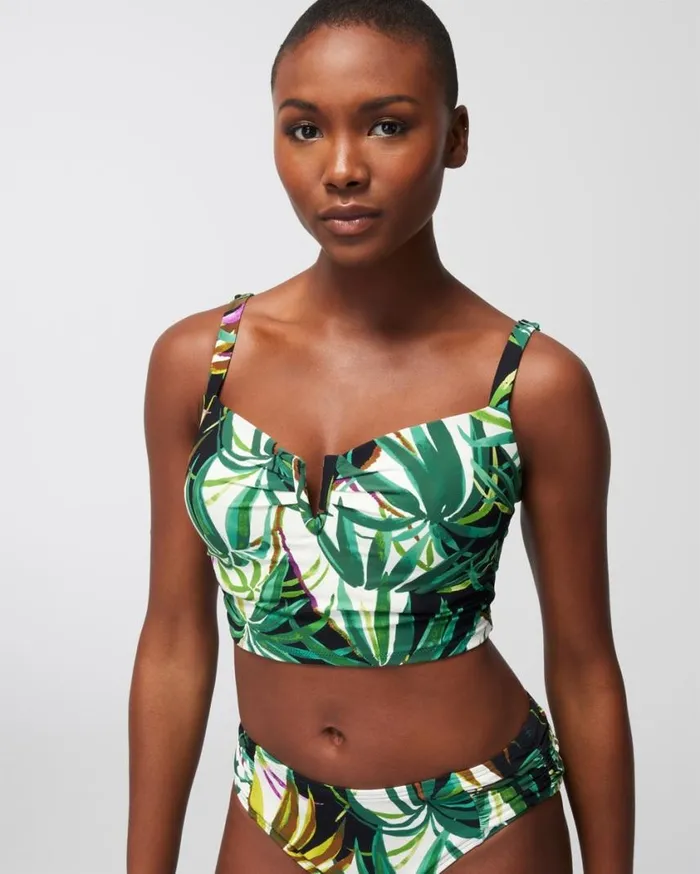 Soma Soma Swim VWire Cropped Bikini Top Bungalow Palms Mini Ivory Women Swim