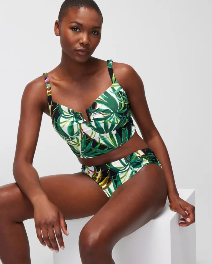 Soma Soma Swim VWire Cropped Bikini Top Bungalow Palms Mini Ivory Women Swim