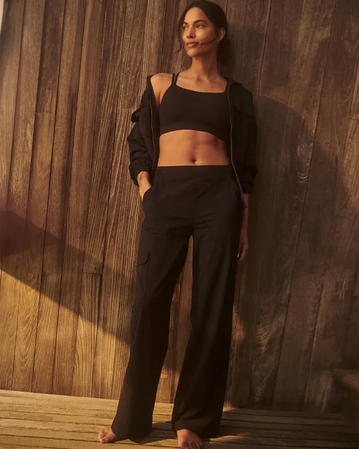 Soma Tech Knit Relaxed Cargo Pants Black Women Bottoms
