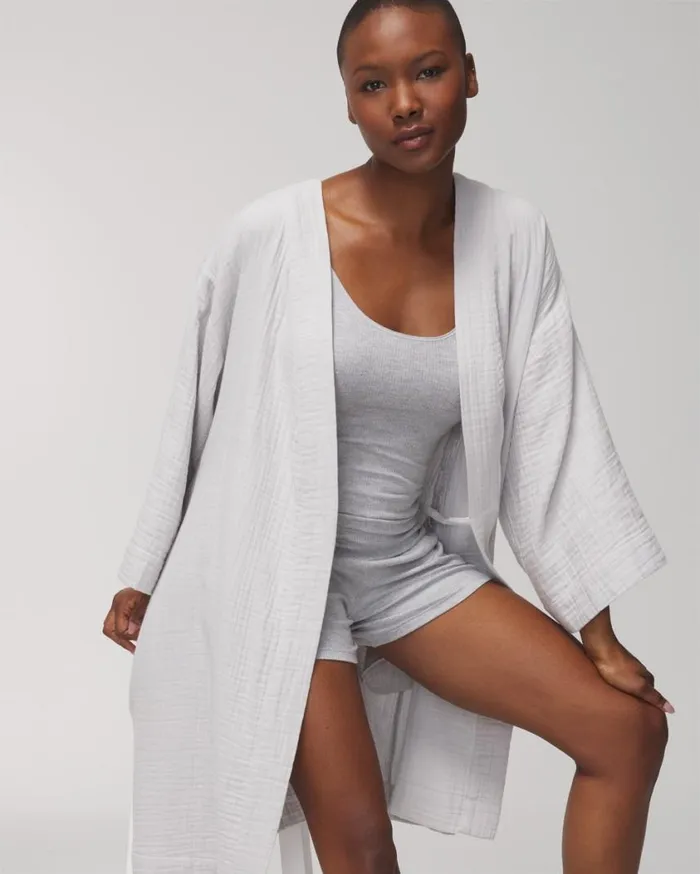 Soma Textured Cotton Robe Creme Brulee Women Matching Sets and Separates
