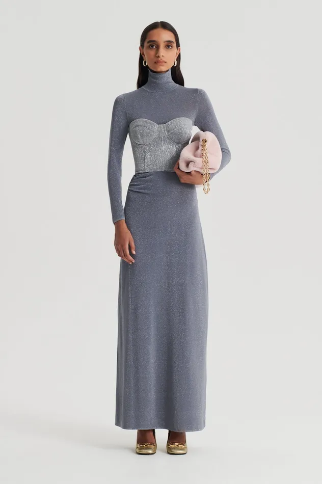 SPARKLE GATHER DRESS SILVER Dresses Scanlan Theodore Women