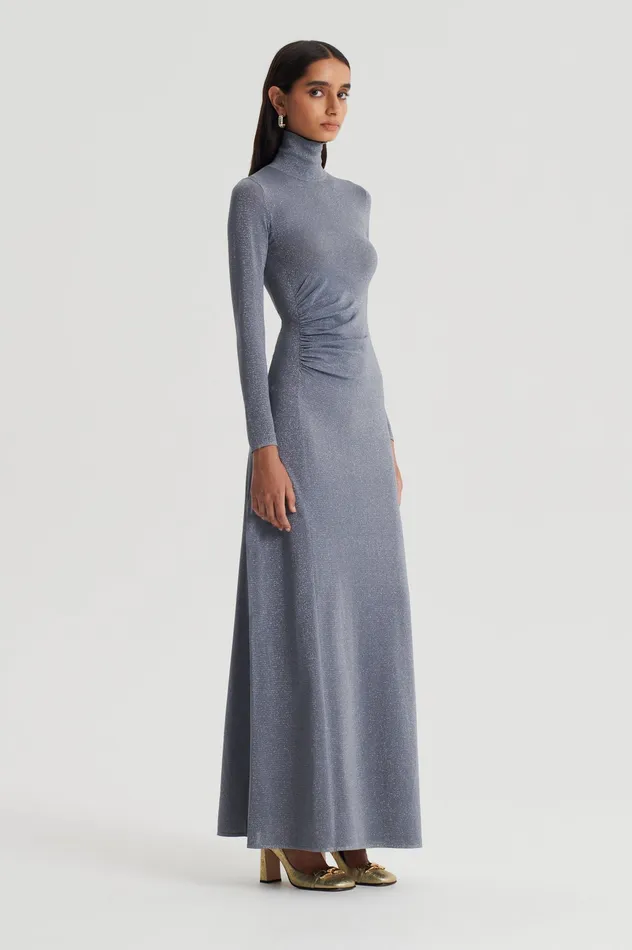 SPARKLE GATHER DRESS SILVER Dresses Scanlan Theodore Women SPARKLE GATHER DRESS SILVER Dresses Scanlan Theodore Women