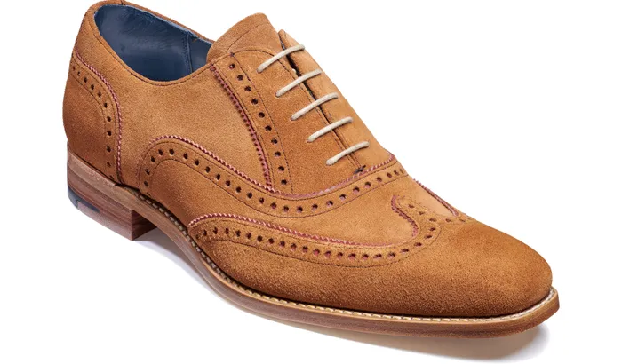 Spencer 8211 Terra Burgundy Suede Men Barker Shoes Mens Brogues
