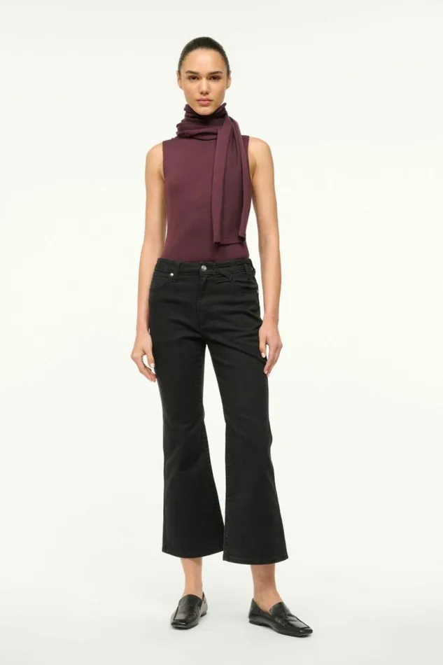 STAUD Denim WRANGLER THE CROPPED BOOT JEAN Black 8211 Women
