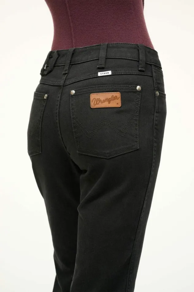 STAUD Denim WRANGLER THE CROPPED BOOT JEAN Black 8211 Women