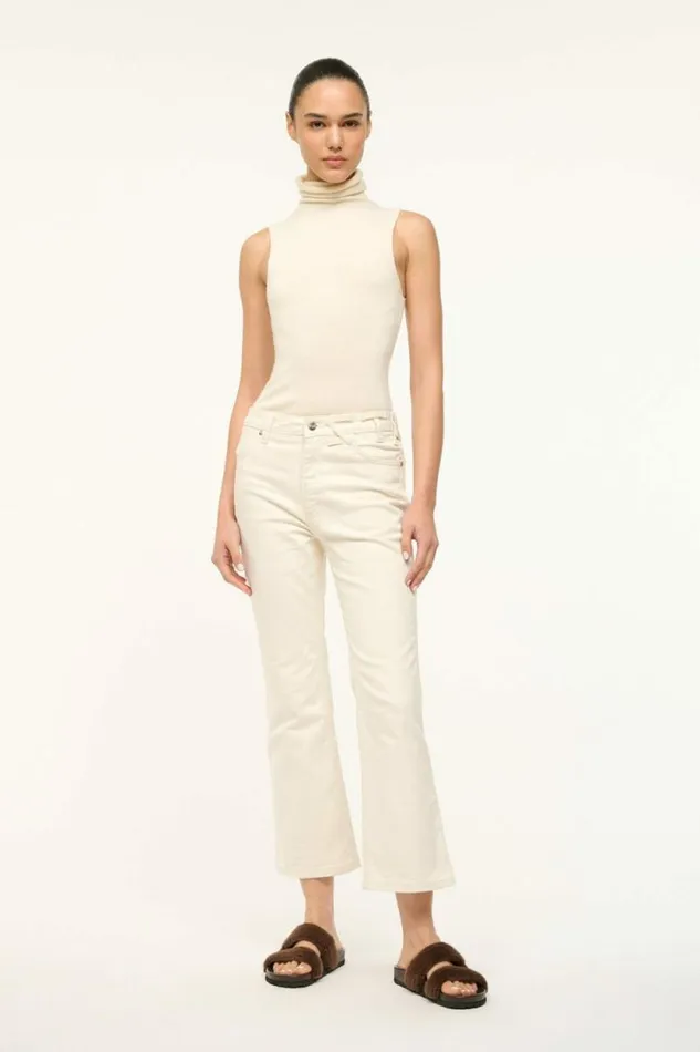STAUD Denim WRANGLER THE CROPPED BOOT JEAN Cream 8211 Women