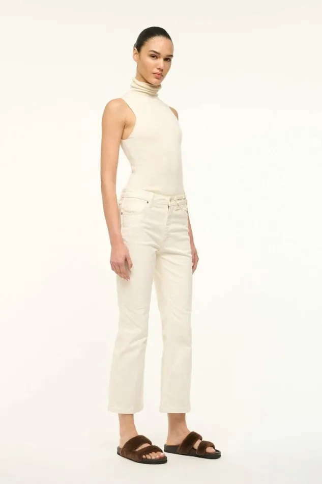 STAUD Denim WRANGLER THE CROPPED BOOT JEAN Cream 8211 Women