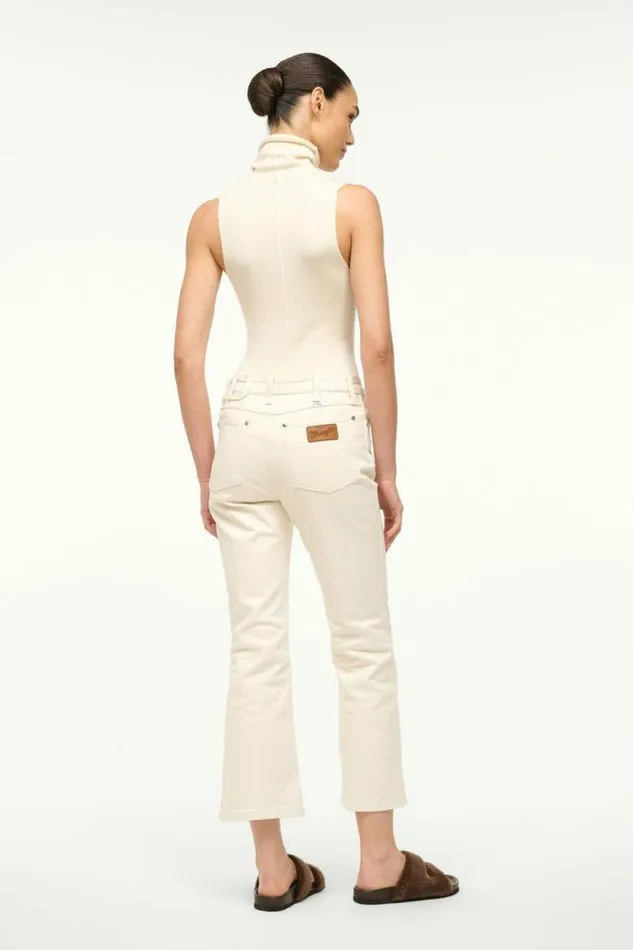 STAUD Denim WRANGLER THE CROPPED BOOT JEAN Cream 8211 Women