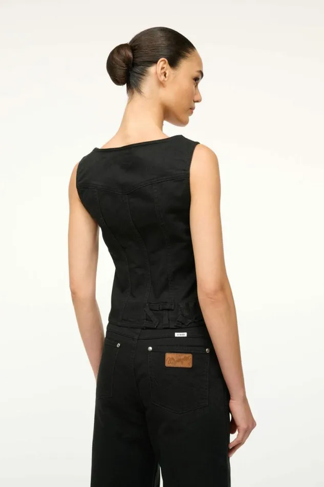 STAUD Denim WRANGLER TRUCKER TOP Black 8211 Women