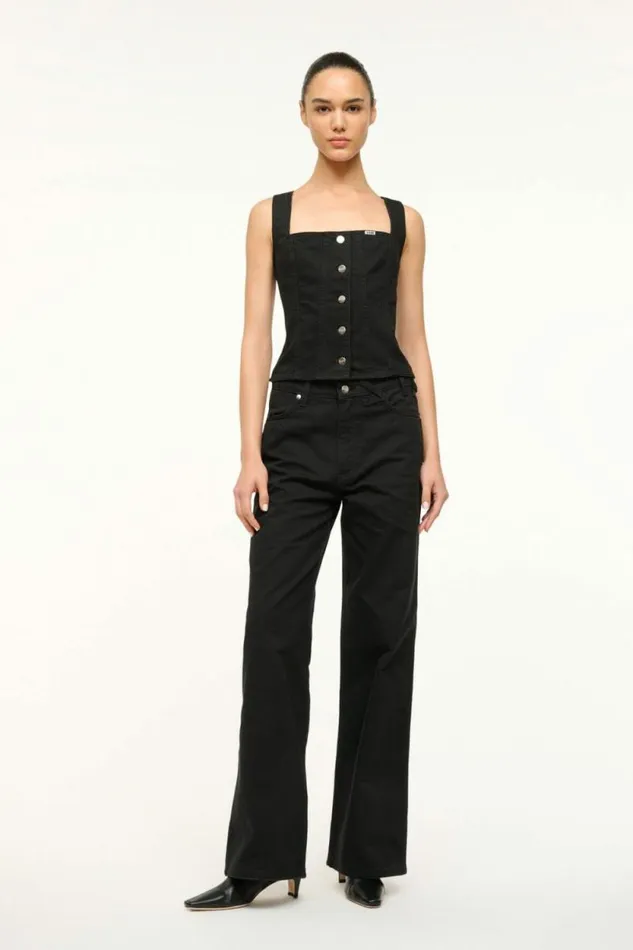 STAUD Denim WRANGLER TRUCKER TOP Black 8211 Women
