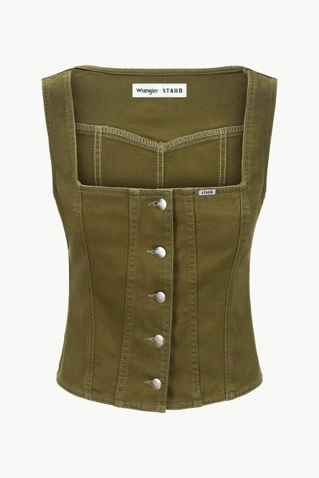 STAUD Denim WRANGLER TRUCKER TOP Sergeant Green 8211 Women