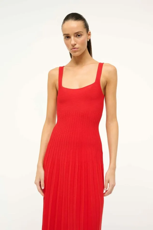 STAUD Dresses ELLISON DRESS Red Rose 8211 Women STAUD Dresses ELLISON DRESS Red Rose 8211 Women