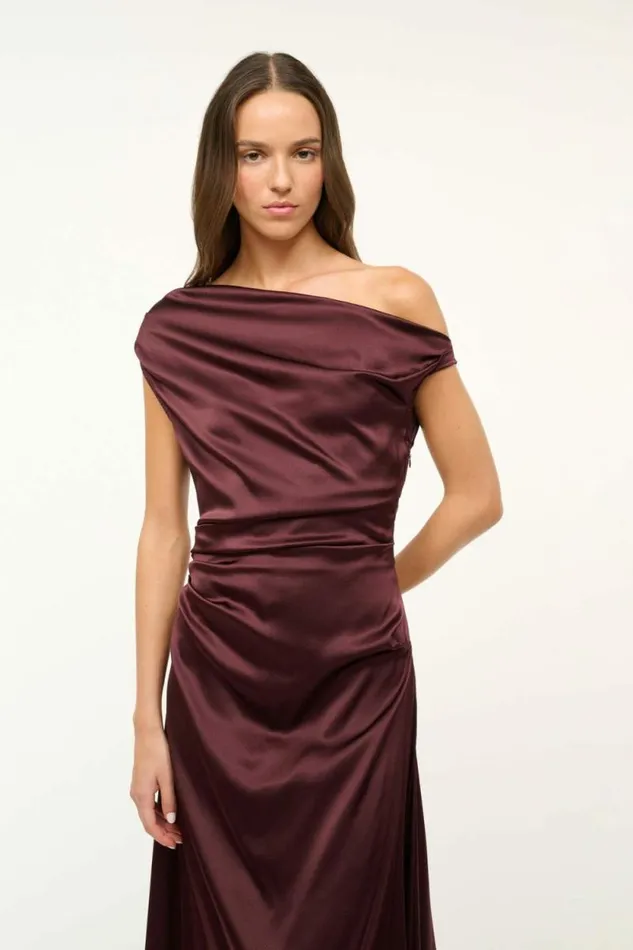 STAUD Dresses PHARE SILK DRESS Merlot 8211 Women STAUD Dresses PHARE SILK DRESS Merlot 8211 Women