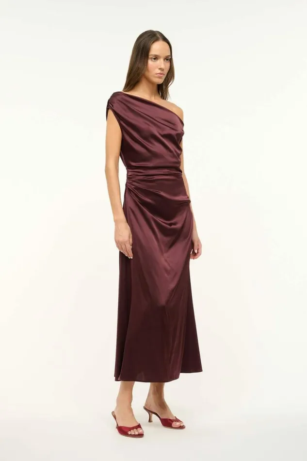 STAUD Dresses PHARE SILK DRESS Merlot 8211 Women STAUD Dresses PHARE SILK DRESS Merlot 8211 Women