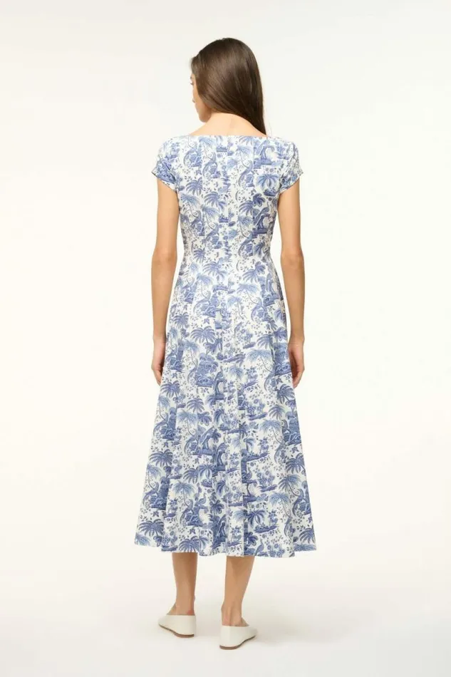 STAUD Dresses SHORT SLEEVE WELLS DRESS Blue Toile 8211 Women
