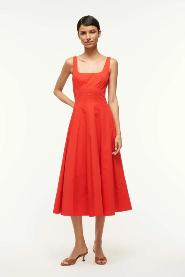 STAUD Dresses WELLS DRESS Red Rose 8211 Women