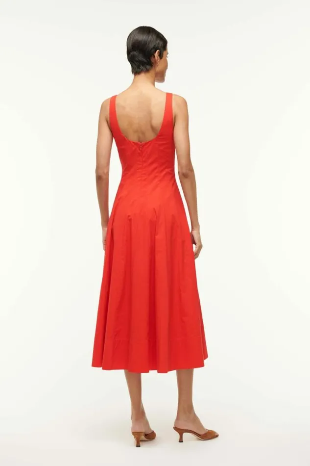 STAUD Dresses WELLS DRESS Red Rose 8211 Women STAUD Dresses WELLS DRESS Red Rose 8211 Women