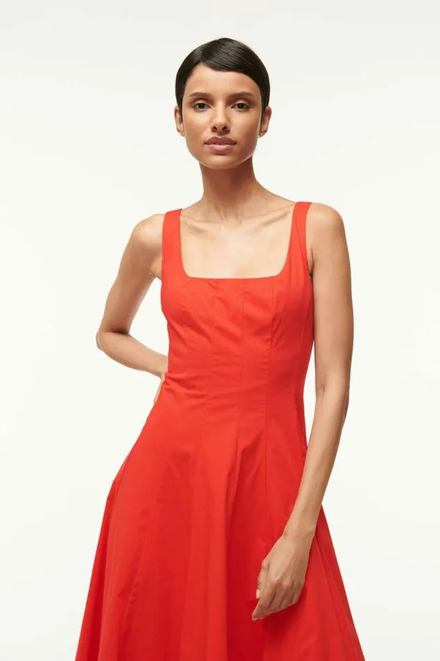 STAUD Dresses WELLS DRESS Red Rose 8211 Women STAUD Dresses WELLS DRESS Red Rose 8211 Women