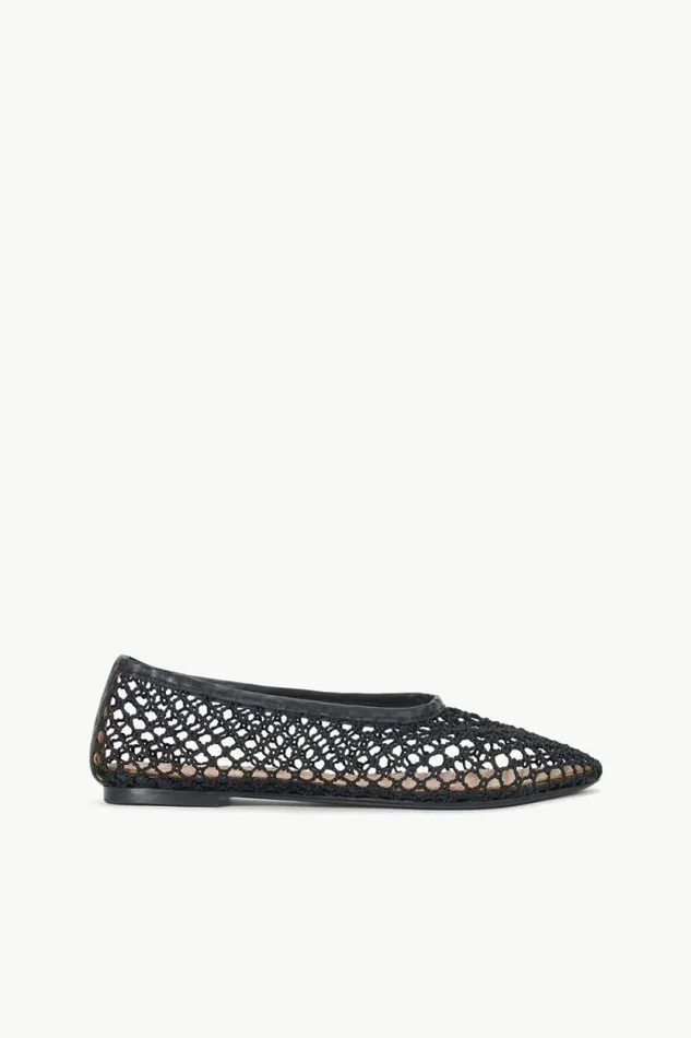 STAUD Mules and Flats ALBA BALLET FLAT Black Netting 8211 Women
