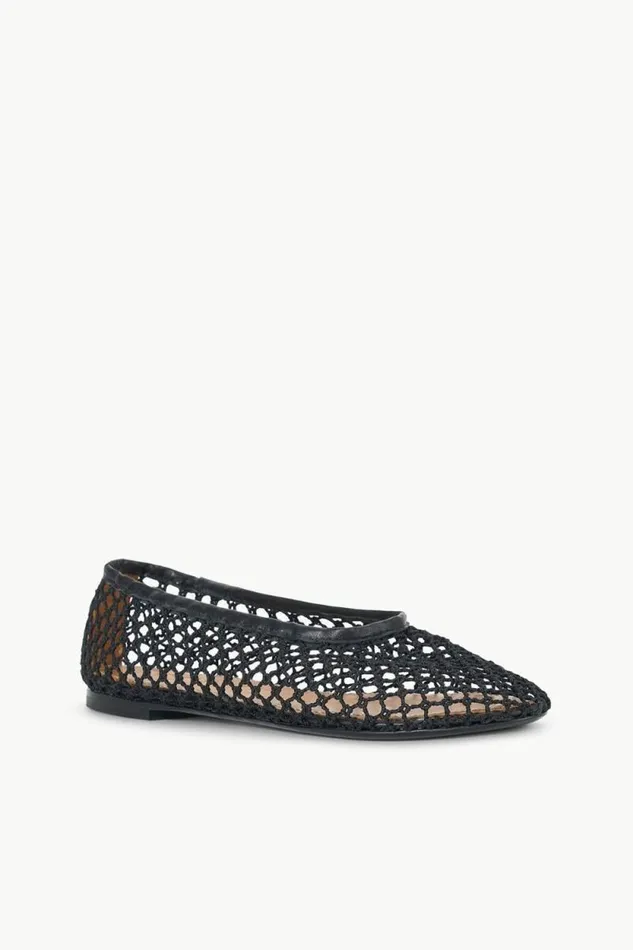 STAUD Mules and Flats ALBA BALLET FLAT Black Netting 8211 Women