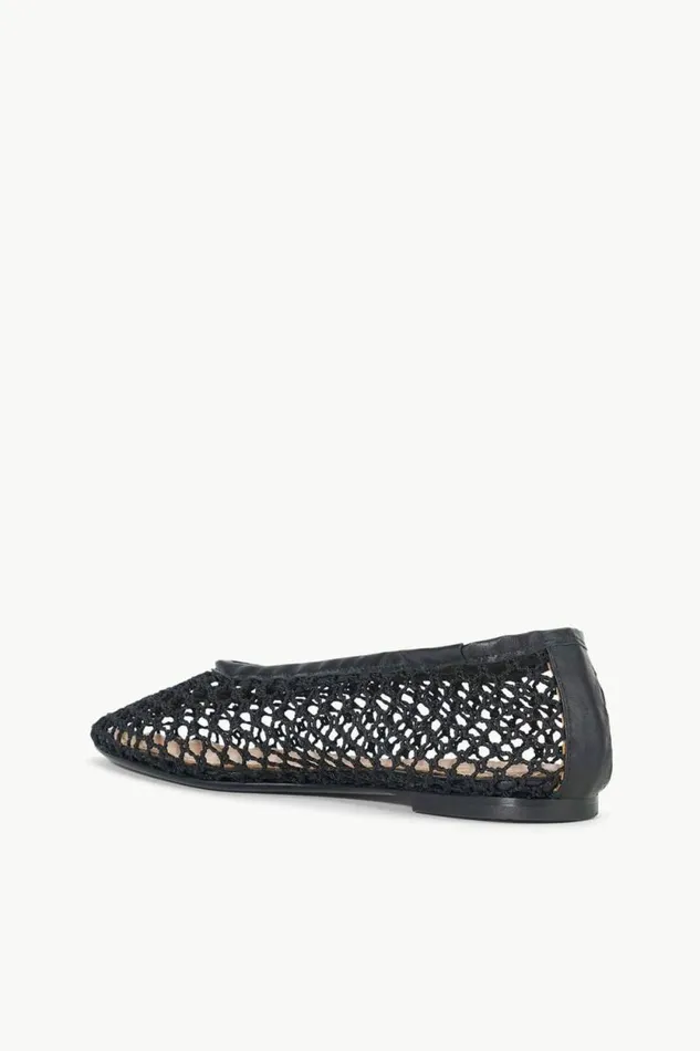 STAUD Mules and Flats ALBA BALLET FLAT Black Netting 8211 Women