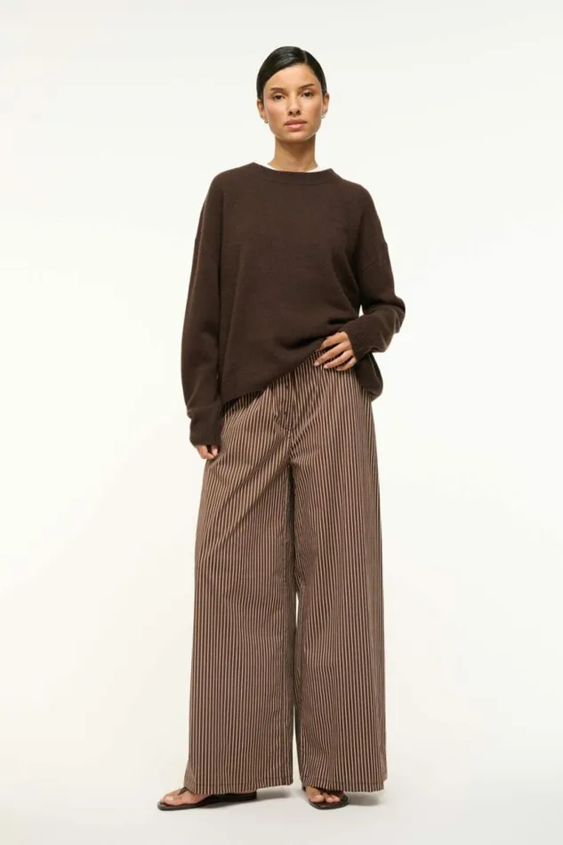 STAUD Pants and Shorts BONFIRE PANT Dark Oak Micro Stripe 8211 Women STAUD Pants and Shorts BONFIRE PANT Dark Oak Micro Stripe 8211 Women