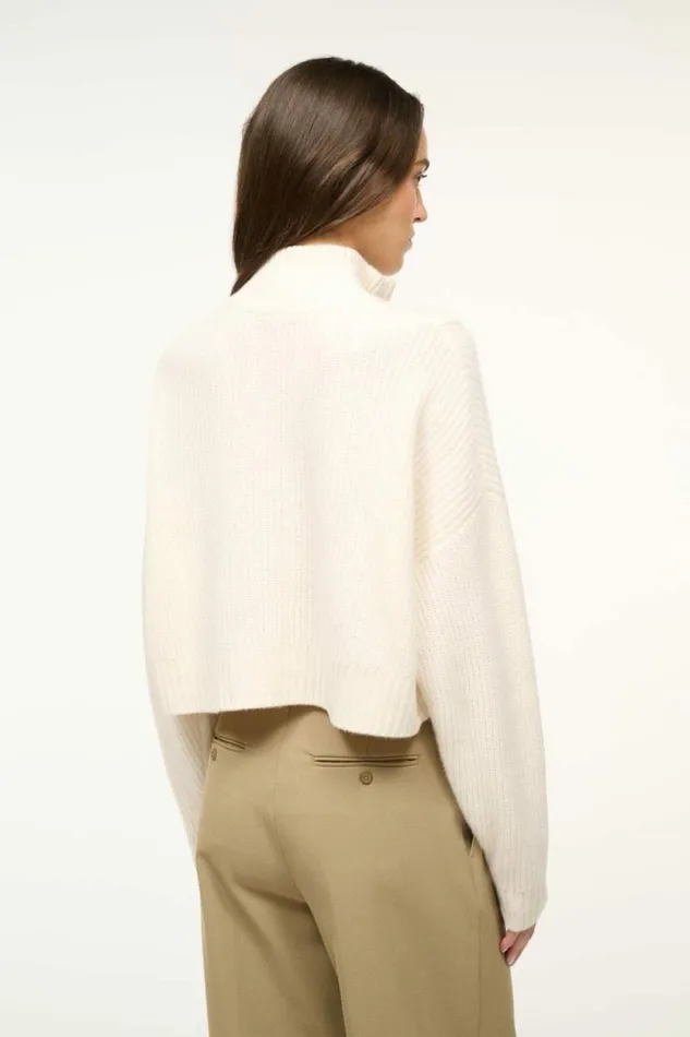 STAUD Sweaters CASHMERE CROPPED HAMPTON SWEATER Ivory 8211 Women